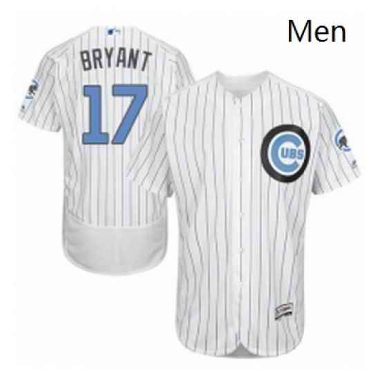 Mens Majestic Chicago Cubs 17 Kris Bryant Authentic White 2016 Fathers Day Fashion Flex Base MLB Jersey